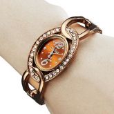 Quartz relógio do metal Pulseira Analógico Feminino (Bronze)