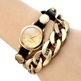 Ouro chapeado Pu E Alloy Cadeia Banda Analógico Quartz Brace
